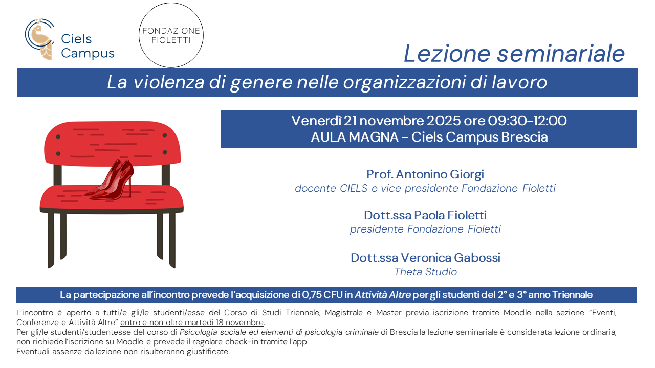 Attachment Locandina la violenza di genere nelle organizzazioni di lavoro -Prof. Giorgi - 21.11.2025.png